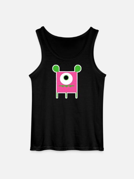 Pink Cyclops Monster | Funny Square Alien - Gildan Men’s Tank Top - black