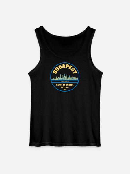 Budapest Skyline Emblem Heart of Europe - Gildan Men’s Tank Top - black