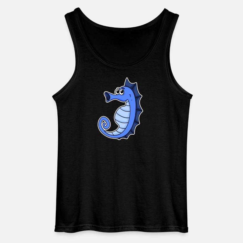 Seepferd Blau - Gildan Männer Tank Top - Schwarz