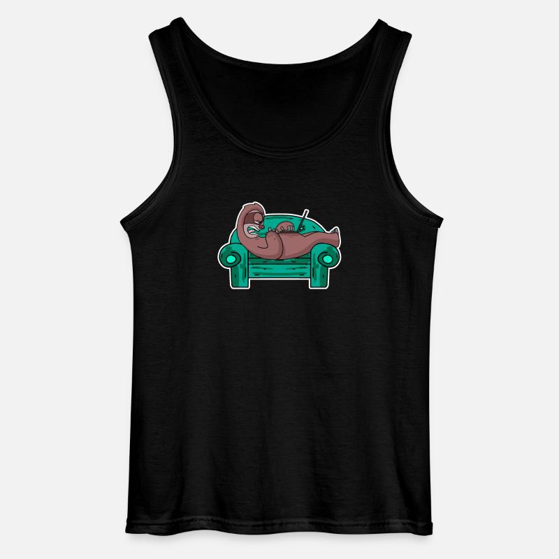 Faultier auf Sofa Laptop Mitarbeiter - Gildan Männer Tank Top - Schwarz