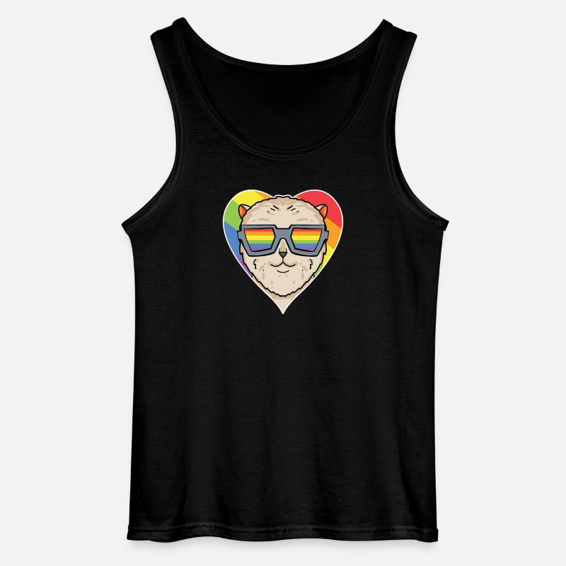 Regenbogen - Hund mit Brille - Zwergspitz - Gildan Männer Tank Top - Schwarz