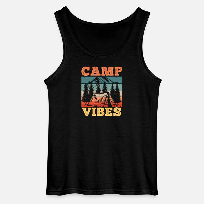 Camp Vibes Bergwald Abenteuer - Gildan Männer Tank Top - Schwarz