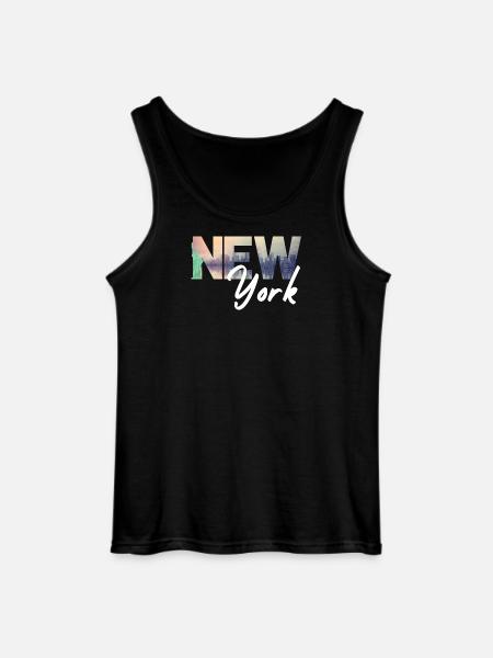 New York Skyline Gradient Text - Gildan Men’s Tank Top - black