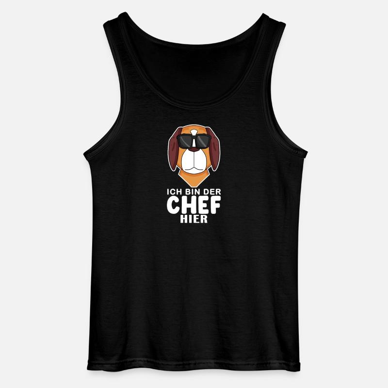cooler Hund Bernhardiner Chef Spruch - Gildan Männer Tank Top - Schwarz