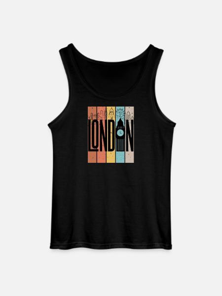 London Skyline Stripes Graphic - Gildan Men’s Tank Top - black