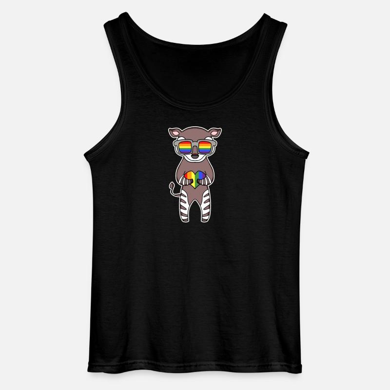 Regenbogen - Okapi mit Brille - Gildan Männer Tank Top - Schwarz