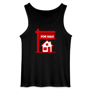 Logo rouge enseigne avec à vendre - Débardeur Gildan Homme - noir - Devant - AI Model Male 185 dark (185cm)