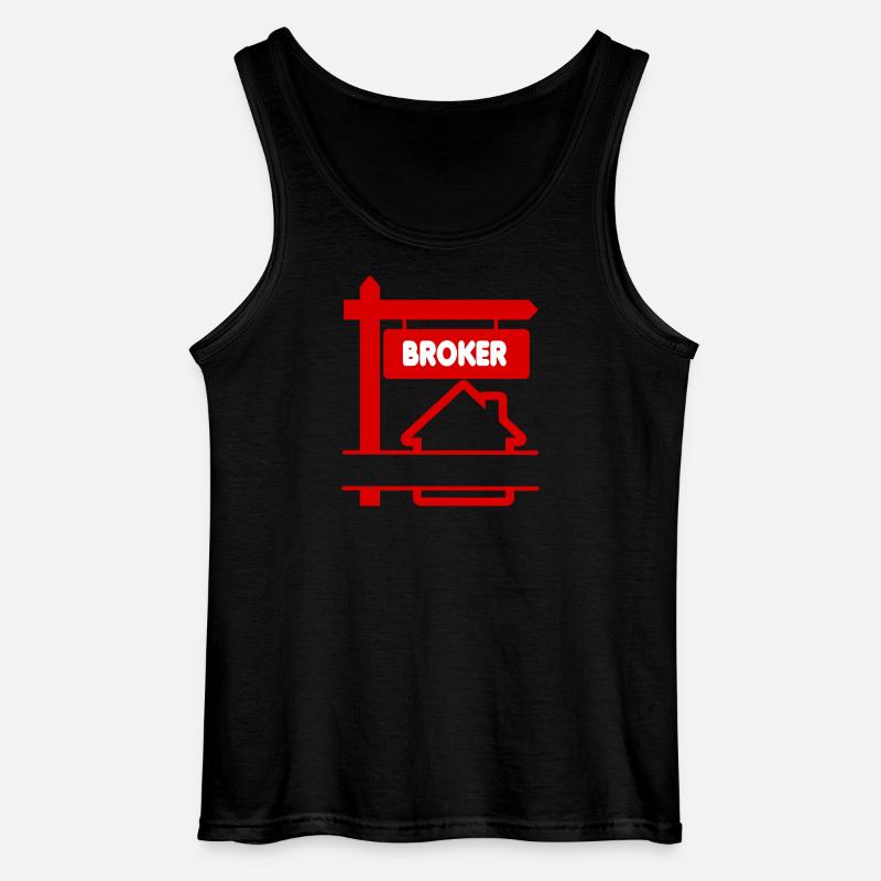 Broker-Logo rot mit Text BROKER - Gildan Männer Tank Top - Schwarz