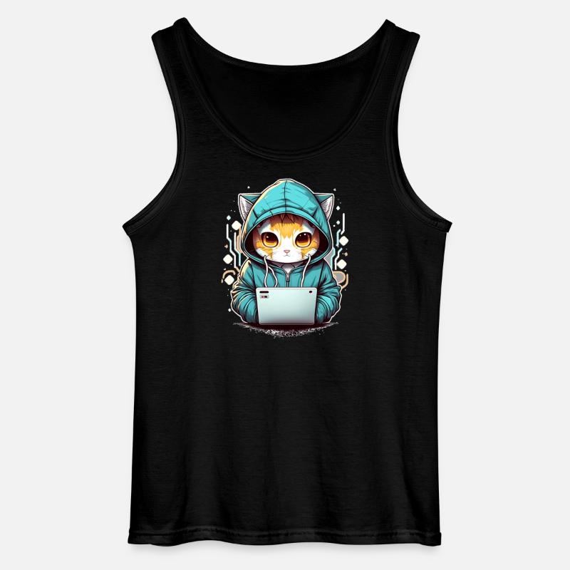 Coding cat - Gildan Männer Tank Top - Schwarz