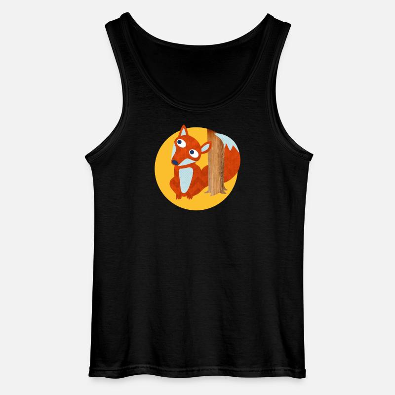 Fuchs Baumstamm Wald Kinderzimmer Comic Tierliebe - Gildan Männer Tank Top - Schwarz