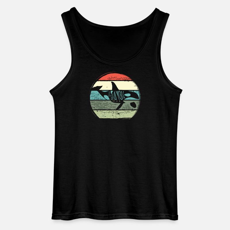 Retro Whale Sunset Circle - Gildan Männer Tank Top - Schwarz