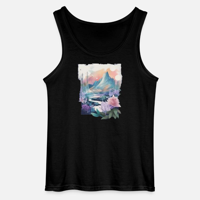 Blumenlandschaft - Gildan Männer Tank Top - Schwarz