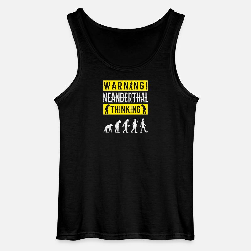 Warnung! Neandertaler denkender - Gildan Männer Tank Top - Schwarz