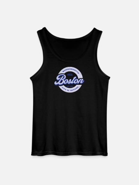 Boston Lettering Circle Badge - Gildan Men’s Tank Top - black