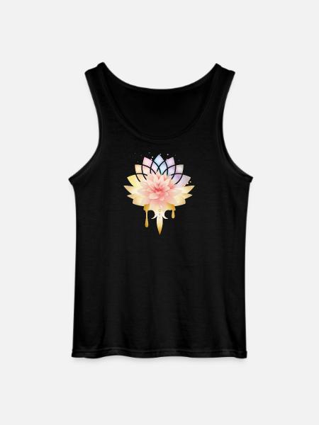 Lotus med gyldne blomster symbol i pastelfarver - Gildan tanktop til mænd - sort