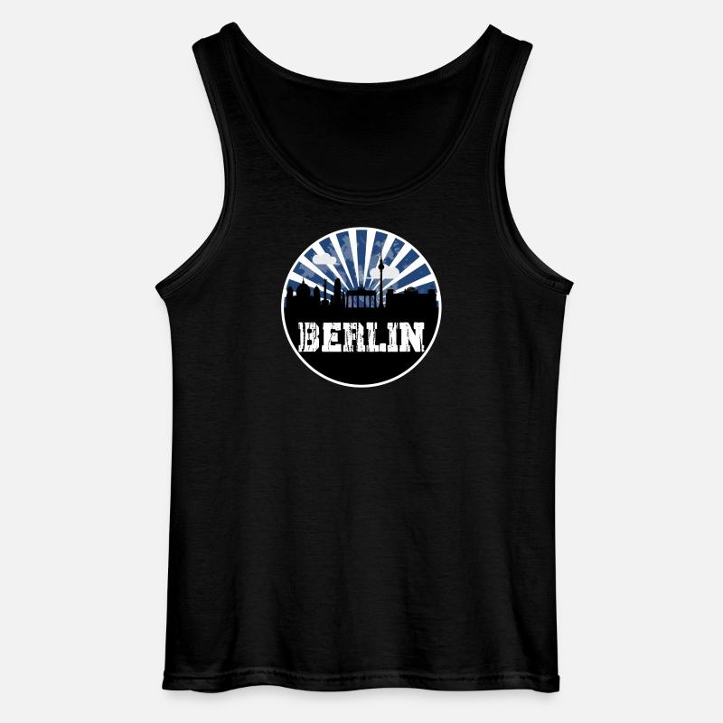 Berlin Skyline Blue Hour - Gildan Männer Tank Top - Schwarz