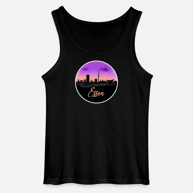 Essen Fine Skyline - Gildan Männer Tank Top - Schwarz
