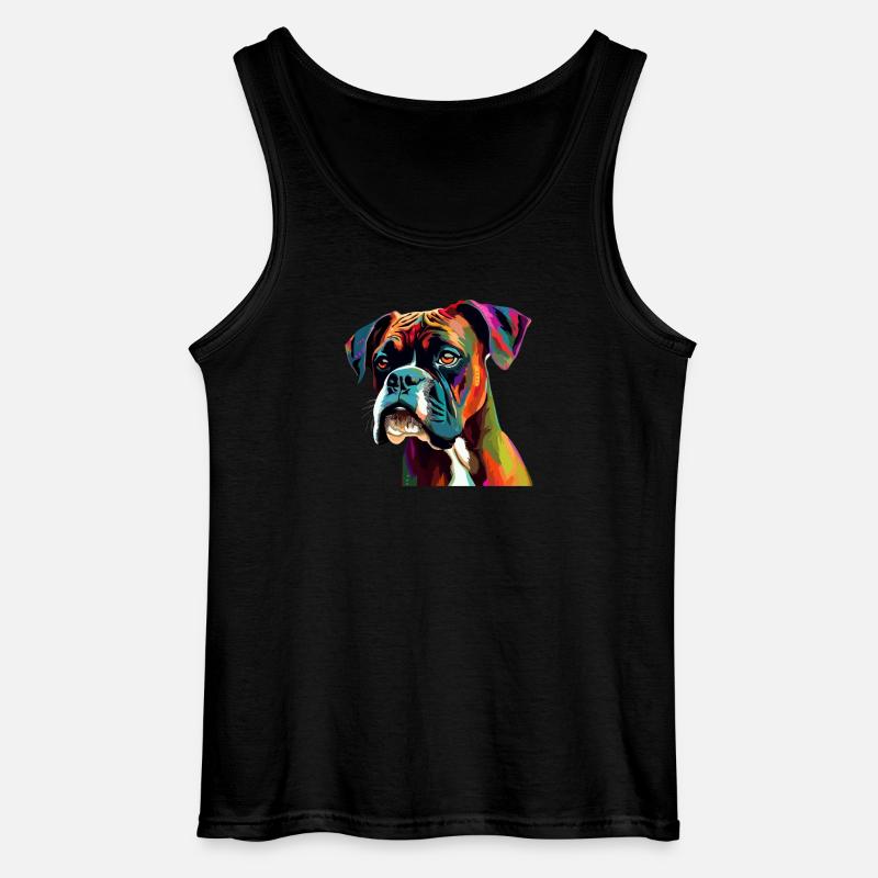 Boxer Hund Bunt - Gildan Männer Tank Top - Schwarz