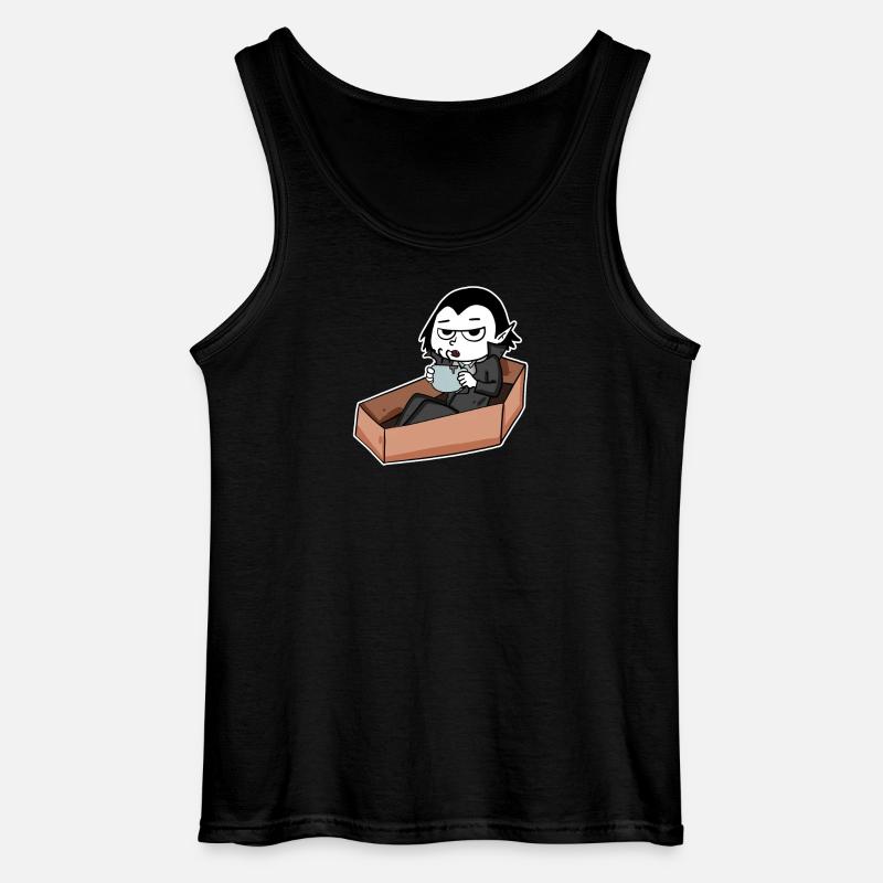 Vampire drinks coffee - Gildan Men’s Tank Top - black