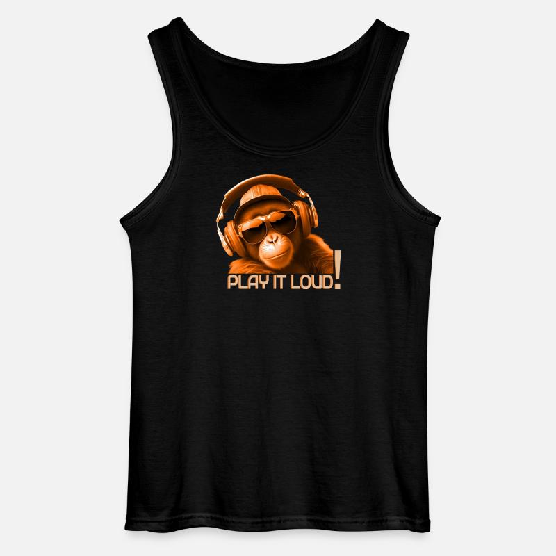 Play It Loud Affe DJ - Gildan Männer Tank Top - Schwarz
