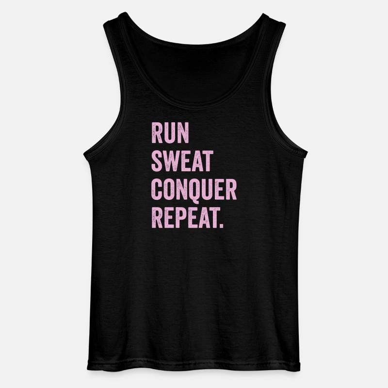Run. Sweat. Conquer. Repeat. - Gildan Men’s Tank Top - black
