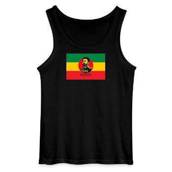 DRAPEAU REGGAE - HAILÉ SÉLASSIÉ - JAH RASTAFARI - Débardeur Gildan Homme - noir - Devant - AI Model Male 185 dark (185cm)