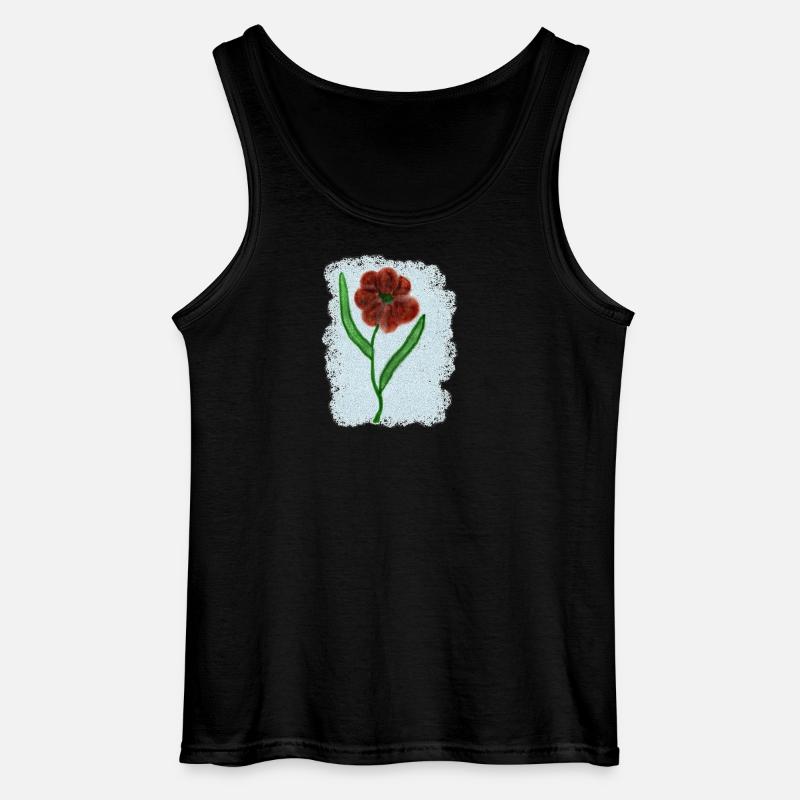 Rostrote Blume mit Grünen Blättern - Gildan Männer Tank Top - Schwarz