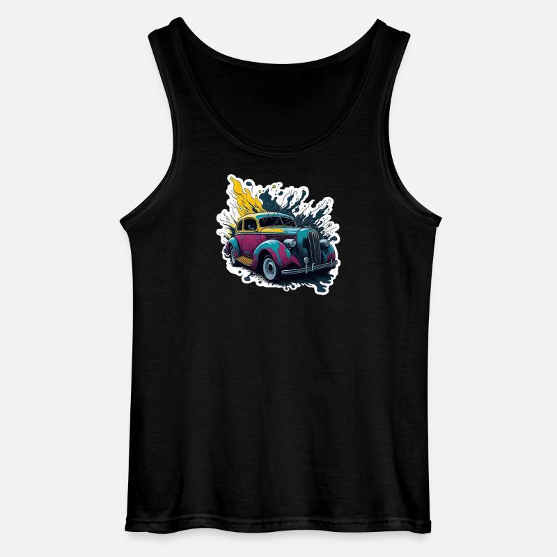 Farbiger Oldtimer Spritzer - Gildan Männer Tank Top - Schwarz
