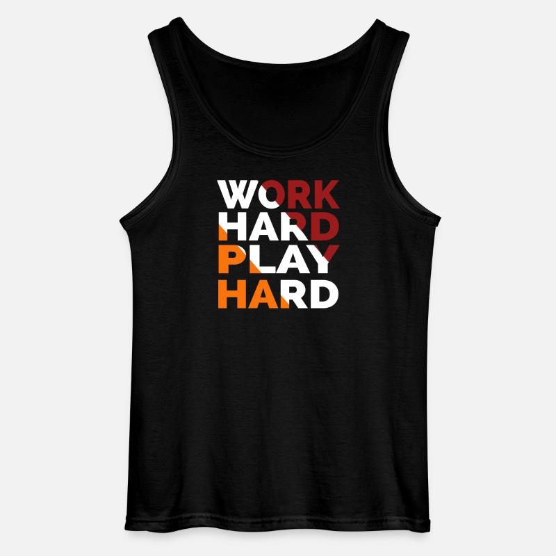 Arbeite hart, spiele hart - Gildan Männer Tank Top - Schwarz
