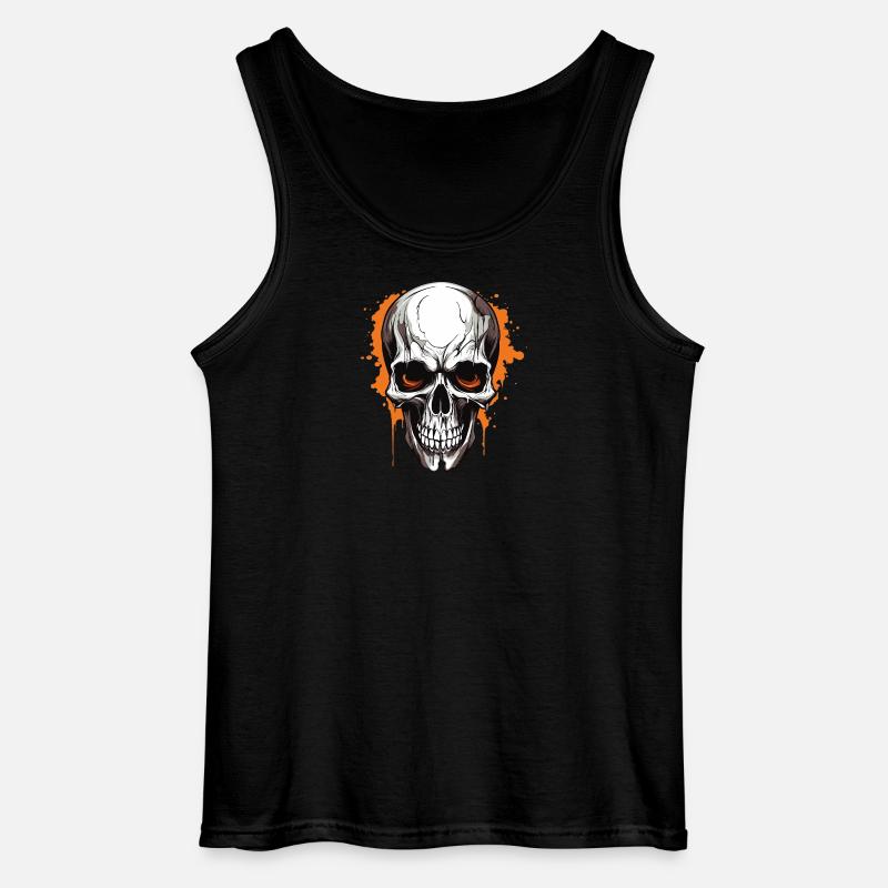 Orangener Schädel Splatter Gothic - Gildan Männer Tank Top - Schwarz