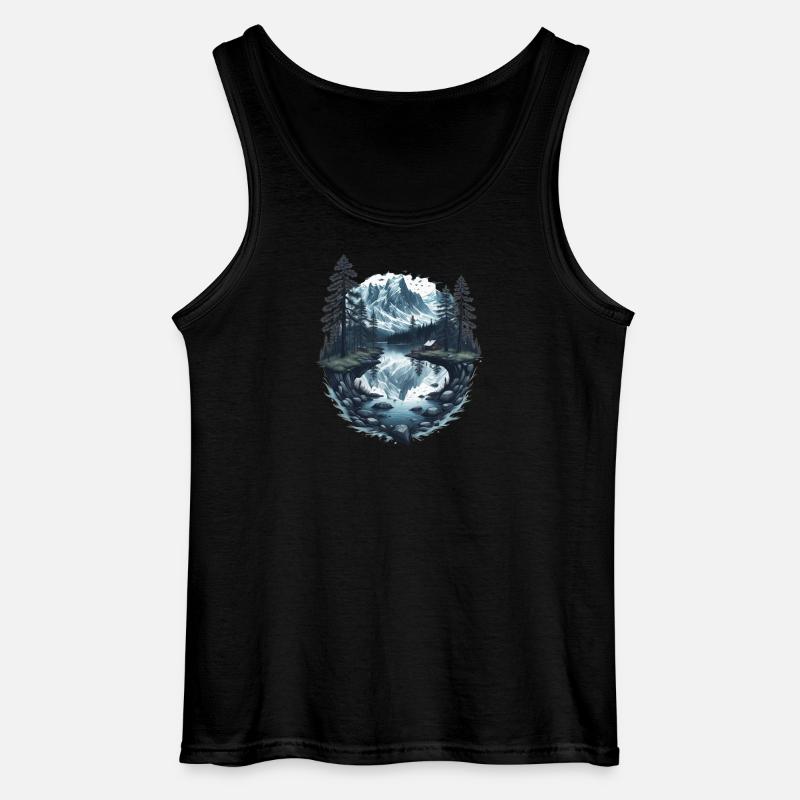 Berglandschaft mit See - Gildan Männer Tank Top - Schwarz