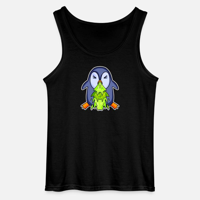 Penguin puking puke - Gildan Men’s Tank Top - black