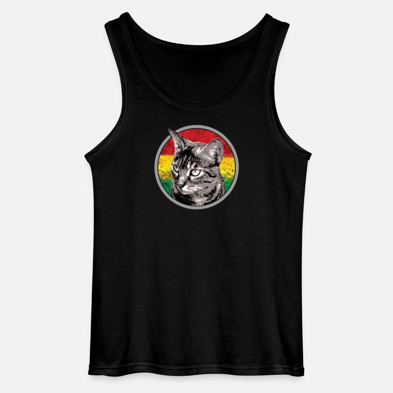 Katzengesicht mit Reggaefahne - Gildan Männer Tank Top - Schwarz