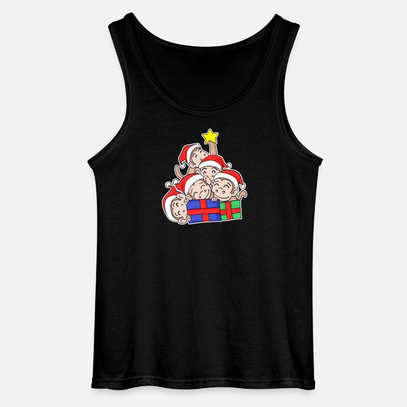 Monkey Monkey Christmas Tree Christmas - Gildan Men’s Tank Top - black