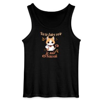 Chat kawaii provocateur - Débardeur Gildan Homme - noir - Devant - AI Model Male 185 dark (185cm)