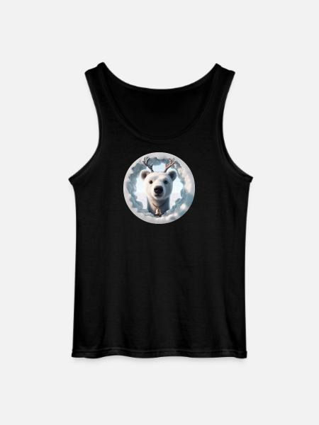 Reindeer head looking through ice - Gildan Men’s Tank Top - black