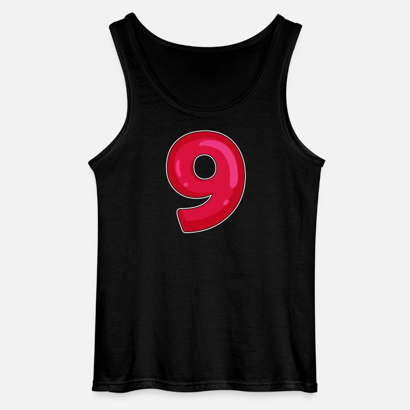 NEUN - 9 - Ziffer rot - Gildan Männer Tank Top - Schwarz