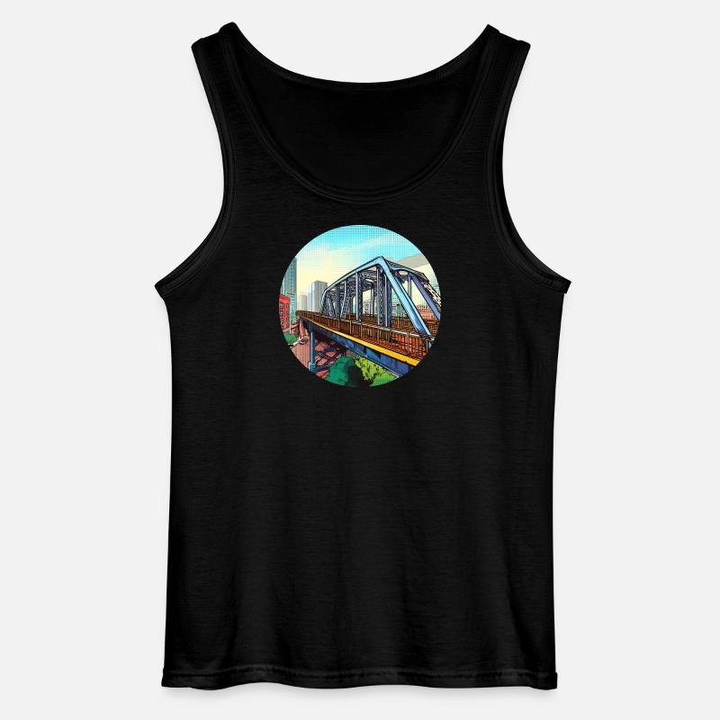 Comic Brücke in Stadt - Gildan Männer Tank Top - Schwarz