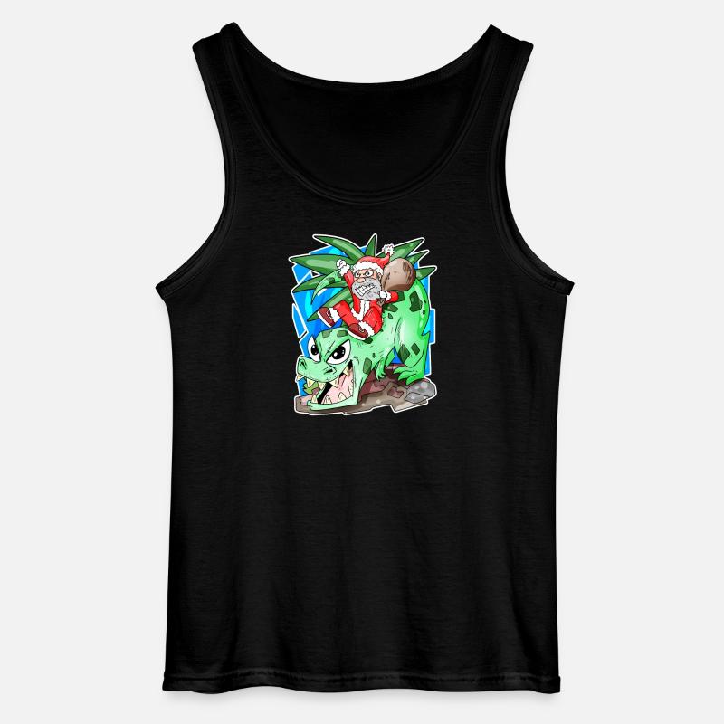 Weihnachtsmann auf Dino - Gildan Männer Tank Top - Schwarz
