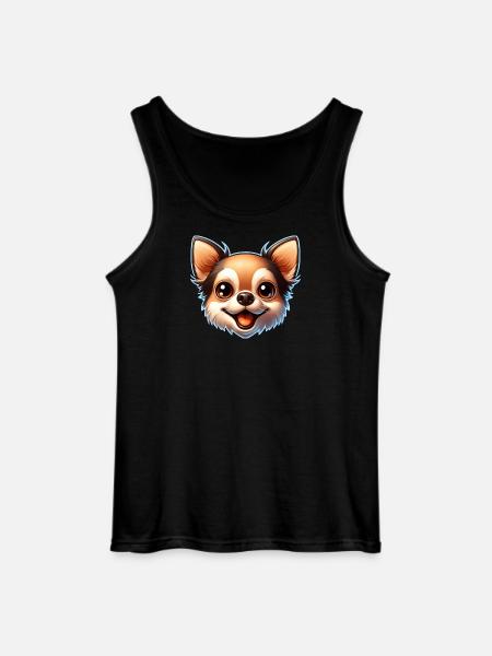 Chihuahua Dog Head Comic Cartoon - Gildan Men’s Tank Top - black