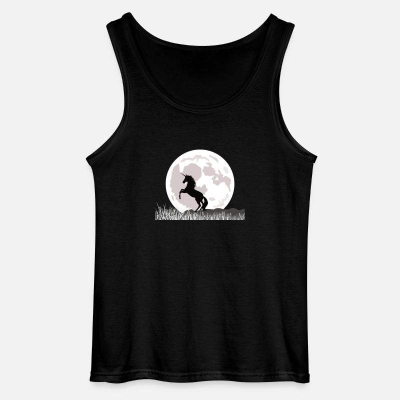 Mondschein-Einhorn über Graslandschaft - Gildan Männer Tank Top - Schwarz