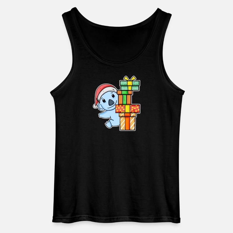 Koala mit Weihnachtsmütze und Weihnachtsgeschenk - Gildan Männer Tank Top - Schwarz