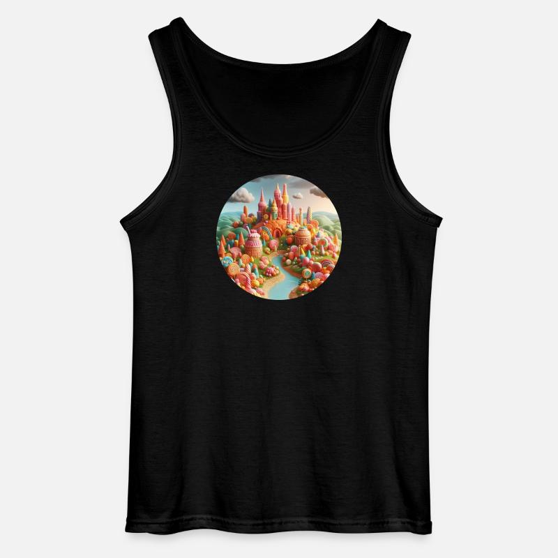 Candy World Landschaft bunt Animation - Gildan Männer Tank Top - Schwarz