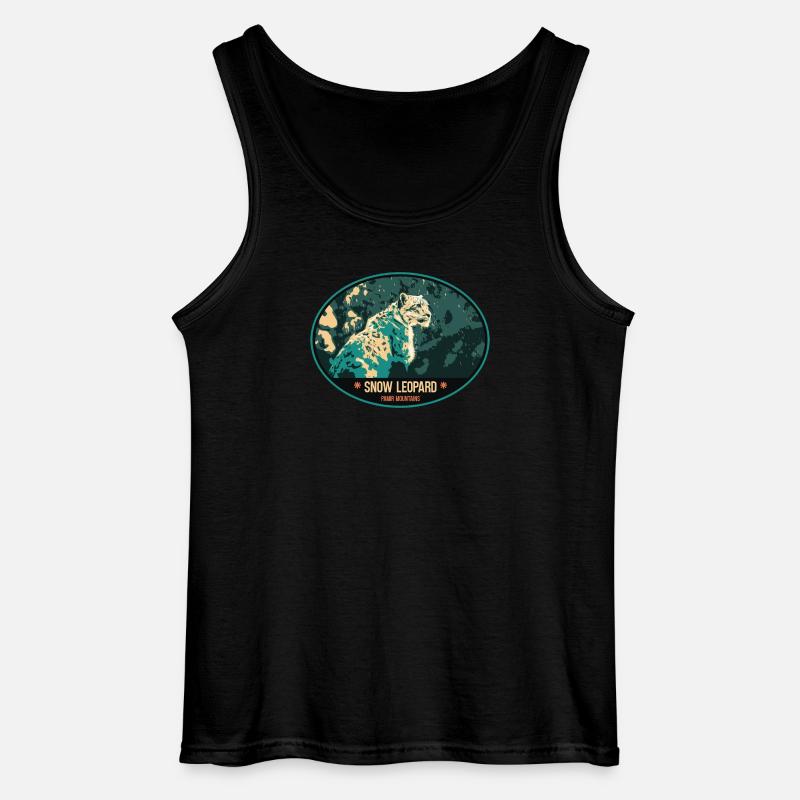Schneeleopard Illustration Aufnäher - Gildan Männer Tank Top - Schwarz