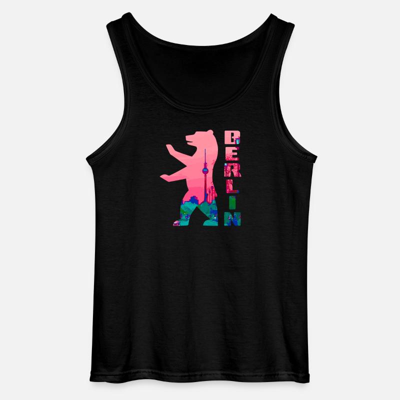 Berlin Bär Neon Silhouette - Gildan Männer Tank Top - Schwarz