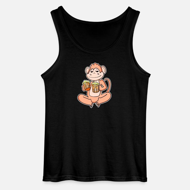 Monkey with beer - Gildan Men’s Tank Top - black