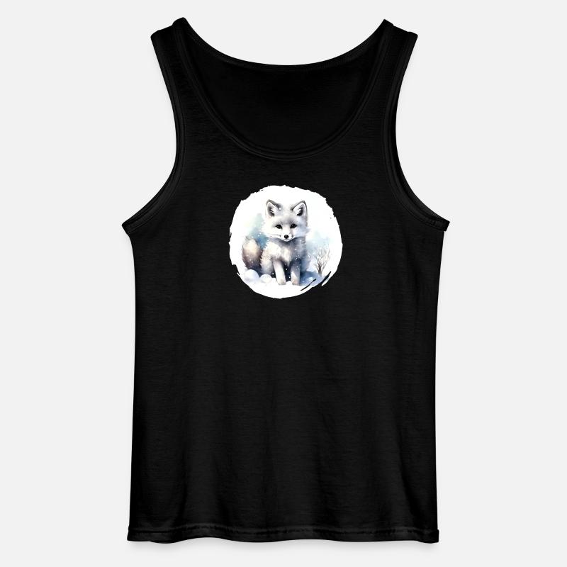 Polarfuchs Aquarell - Gildan Männer Tank Top - Schwarz