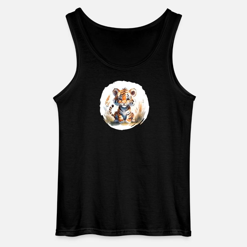 Tiger Aquarell - Gildan Männer Tank Top - Schwarz