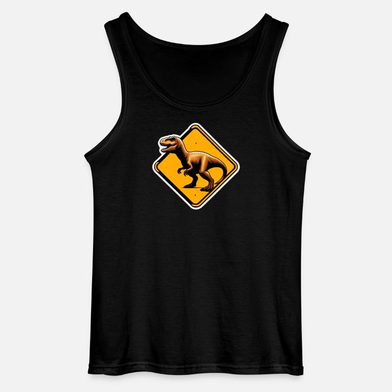 T-Rex Warnschild Illustration - Gildan Männer Tank Top - Schwarz
