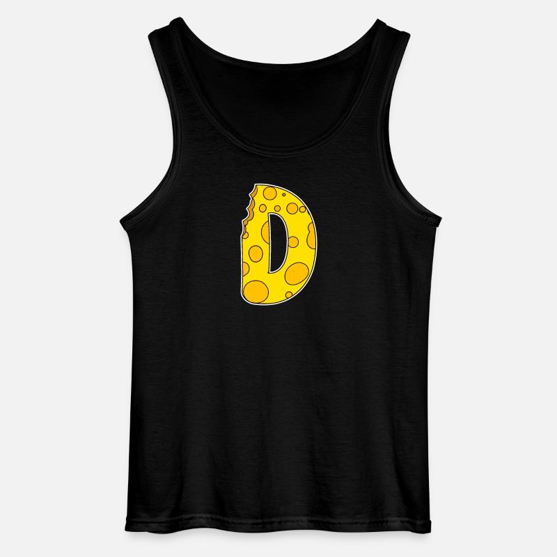 Buchstabe D - Anfangsbuchstabe D - Käse Motiv - Gildan Männer Tank Top - Schwarz